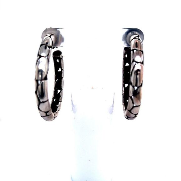 John Hardy Estate Pebble Hoop Earrings Sterling Silver JH21 - Picture 1 of 7